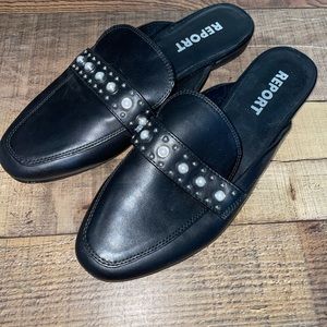 Report Black Mule Slip On Slides Dress Shoes 8.5
